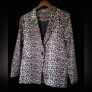 Sans Souci Leopard Print Blazer Size Large Women's Fun Blazer EUC
